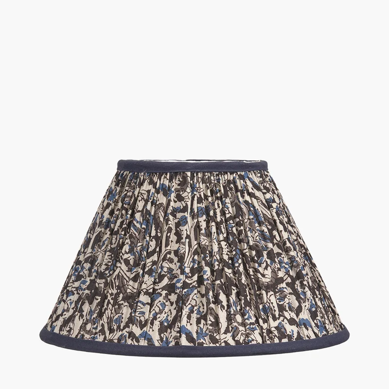 Ornella 30cm Blue Floral Design Mushroom Pleat Empire Lampshade