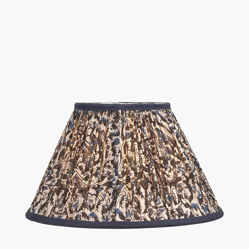 Ornella 30cm Blue Floral Design Mushroom Pleat Empire Lampshade