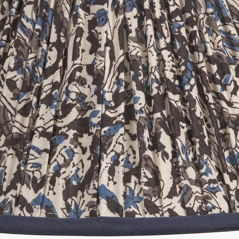 Ornella 30cm Blue Floral Design Mushroom Pleat Empire Lampshade
