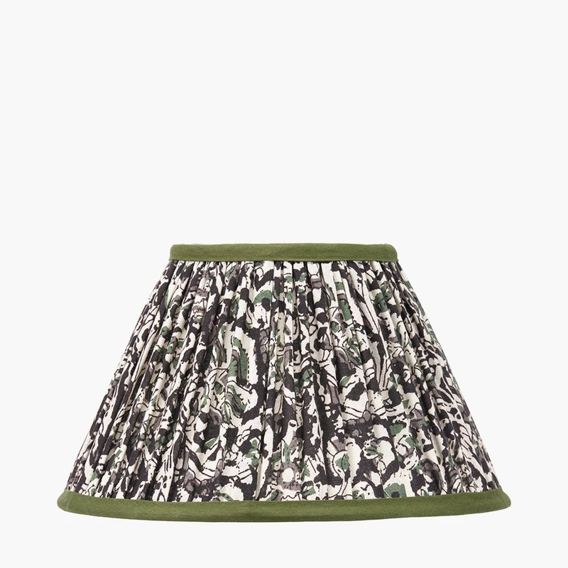 Ornella 25cm Green Floral Design Mushroom Pleat Empire Lampshade