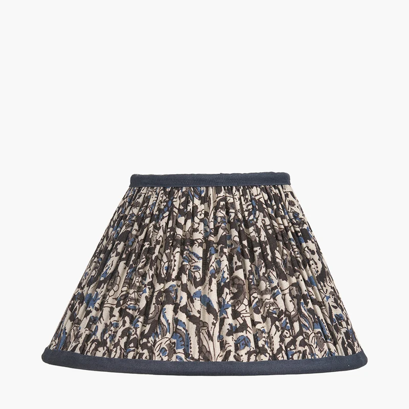 Ornella 25cm Blue Floral Design Mushroom Pleat Empire Lampshade