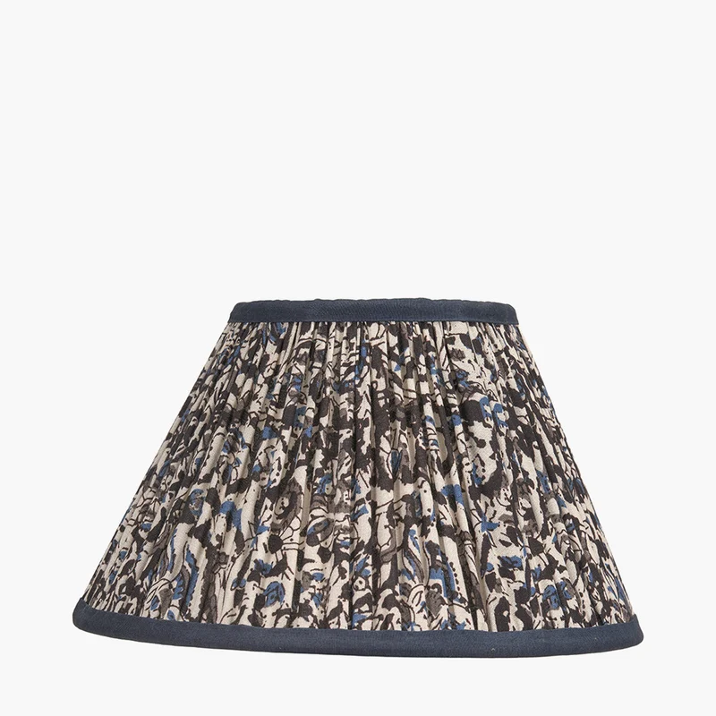 Ornella 25cm Blue Floral Design Mushroom Pleat Empire Lampshade