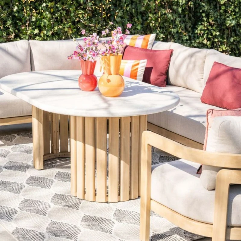 Garden Impressions Ibiza lounge-dining tafel 170x100xH68 cm acacia white wash sand