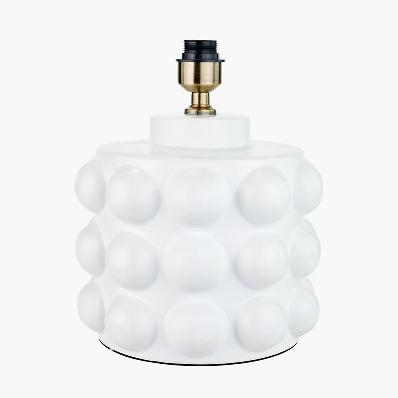 Serenity White Bobbled Ceramic Large Table Lamp Base with Harry 40cm Sage Cotton Mix Cylinder Lampshade