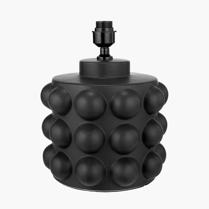 Serenity Black Bobbled Ceramic Large Table Lamp Base with Harry 40cm Black Cotton Mix Cylinder Lampshade