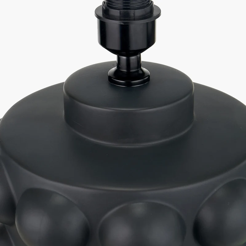 Serenity Black Bobbled Ceramic Large Table Lamp Base with Harry 40cm Black Cotton Mix Cylinder Lampshade