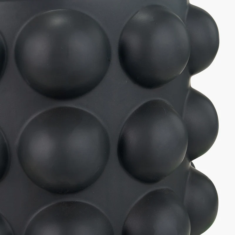 Serenity Black Bobbled Ceramic Large Table Lamp Base with Harry 40cm Black Cotton Mix Cylinder Lampshade