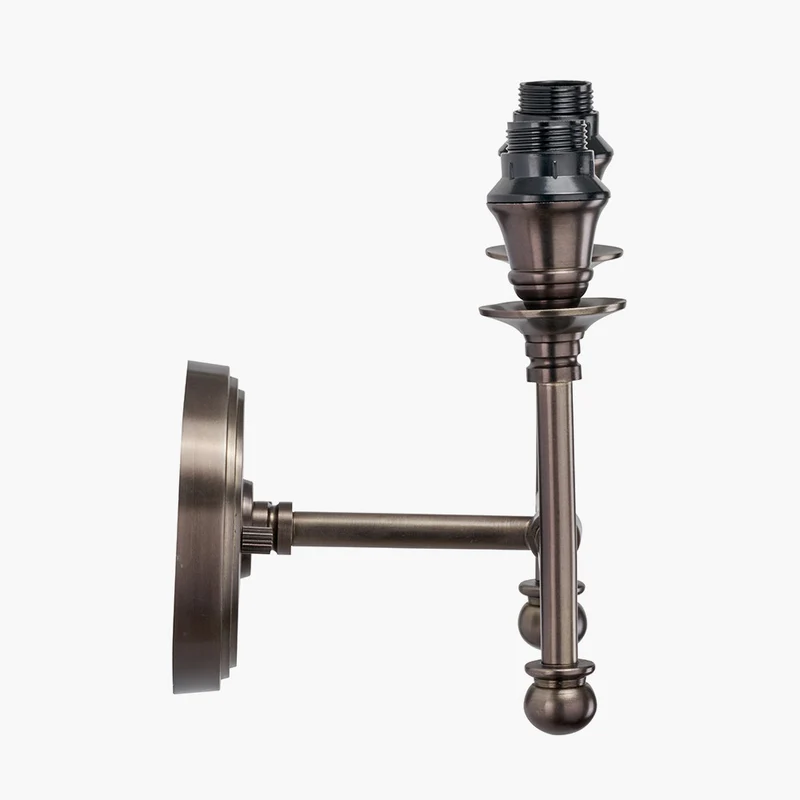 Piero Antique Bronze Metal Double Wall Light with Vienna 16cm Taupe Chevron Mushroom Pleat Lampshade