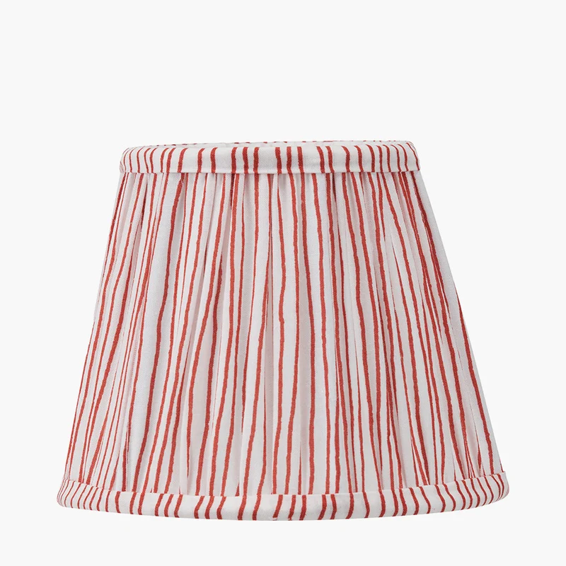 Salvatore Antique Silver Metal 6 Arm Pendant with Thiago 16cm Cinnamon Stripe Mushroom Pleat Tapered Lampshade