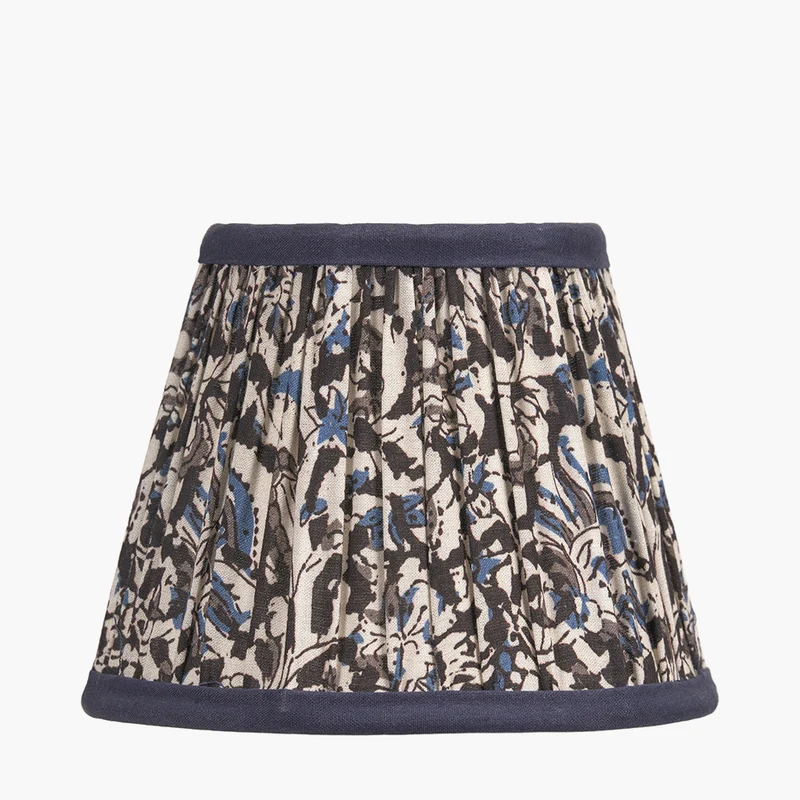 Ornella 16cm Blue Floral Design Mushroom Pleat Tall Tapered Lampshade