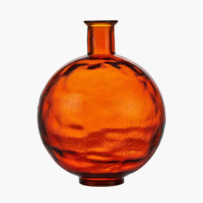 Orange Round Recycled Glass Vase
