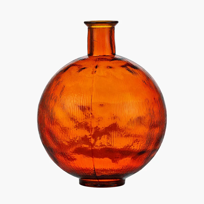 Orange Round Recycled Glass Vase