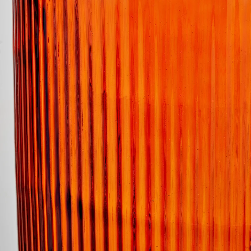 Orange Recycled Glass Ribbed Vase Tall