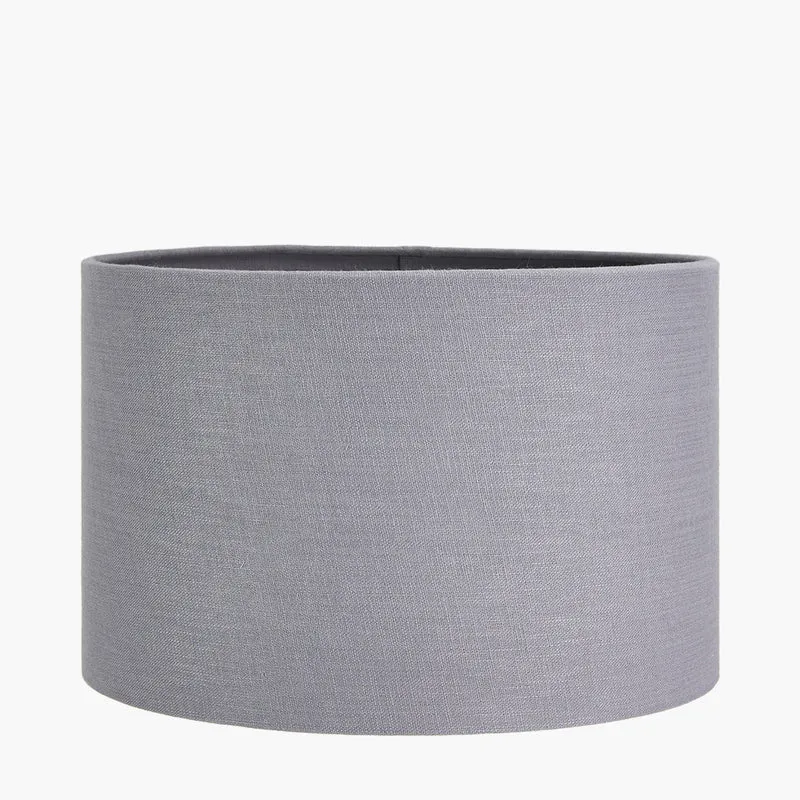 Ophelia Small Mercurial Glass Table Lamp Base with Lino 30cm Steel Grey Self Lined Linen Cylinder Lampshade