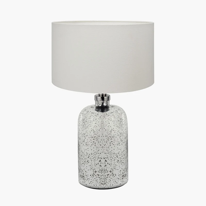 Ophelia Small Mercurial Glass Table Lamp Base with Henry 30cm White Handloom Cylinder Lampshade