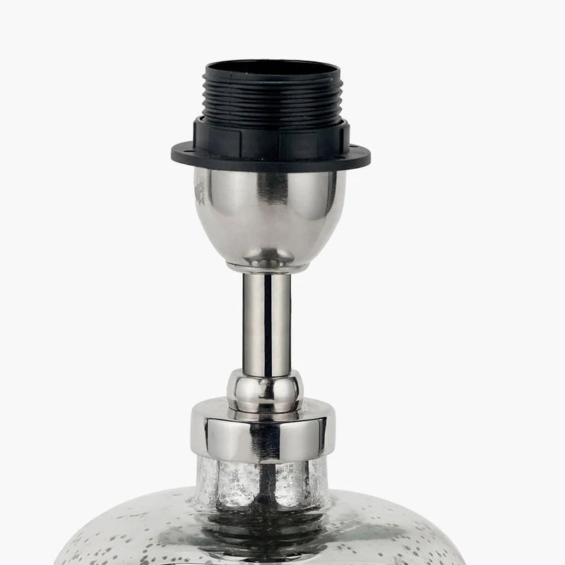 Ophelia Small Mercurial Glass Table Lamp Base with Edward 30cm Pistachio Green Linen Cylinder Lampshade
