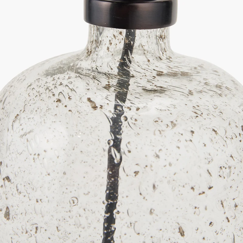 Ophelia Small Grey Bubble Glass Table Lamp Base with Vienna 35cm Taupe Chevron Mushroom Pleat Lampshade