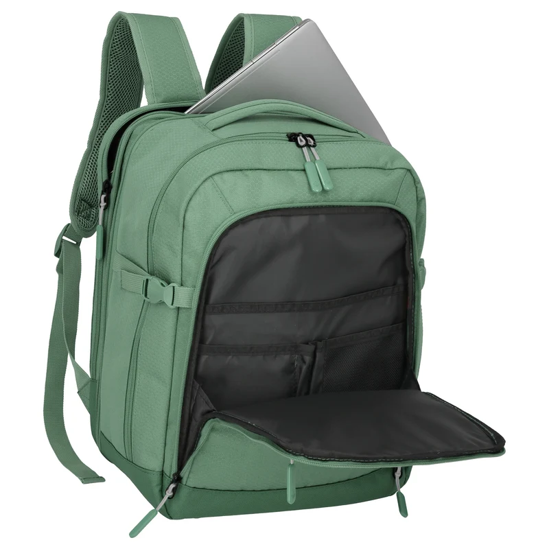 Travelite Kick Off - Mochila de cabina 40 cm, 29 l expandible (sage green)