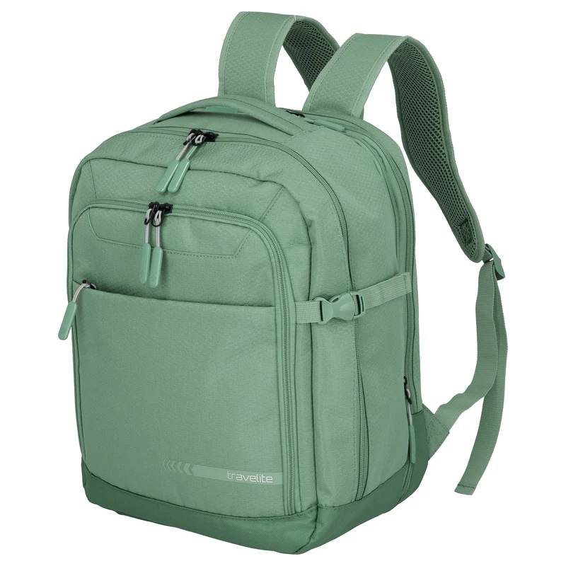 Travelite Kick Off - Mochila de cabina 40 cm, 29 l expandible (sage green)