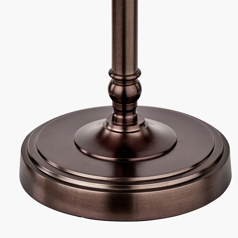 Piero Antique Bronze Metal Candlestick Table Lamp Base with Floressa 35cm Red Floral Patterned Mushroom Pleat Tapered Lamp Shade