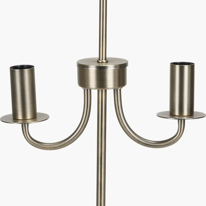 Seraphine Matt Antique Brass Metal and White Cotton Mix Scallop Shaded Table Lamp
