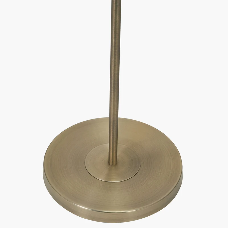 Seraphine Matt Antique Brass Metal and White Cotton Mix Scallop Shaded Floor Lamp