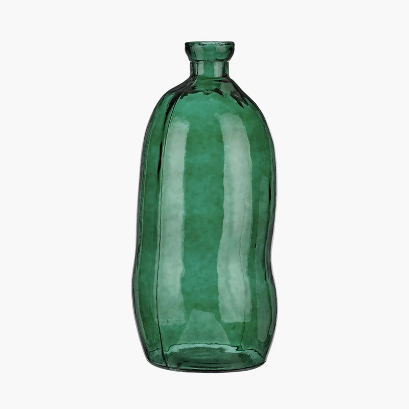 Sea Green Organic Shaped Recycled Glass Tall Vase