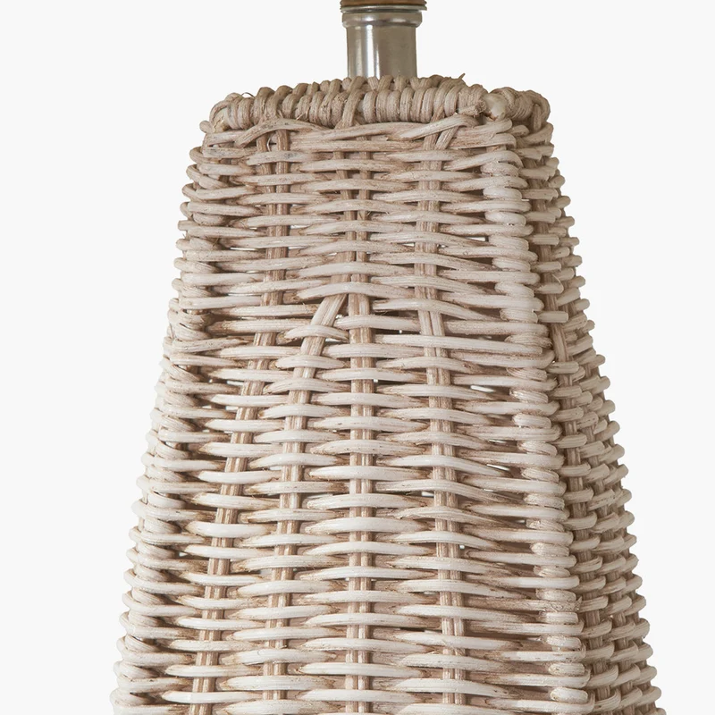 Seacomb Rattan Pyramid Table Lamp Base with Seychelles 45cm Cream Slubby Cotton Empire Lampshade