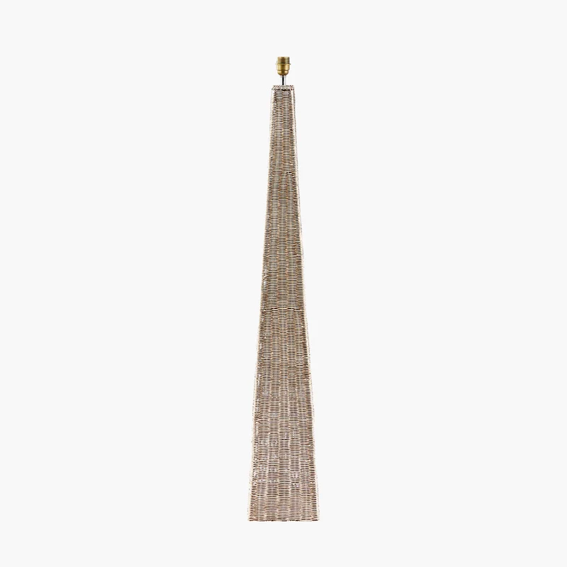 Seacomb Rattan Pyramid Floor Lamp Base with Seychelles 45cm Cream Slubby Cotton Empire Lampshade