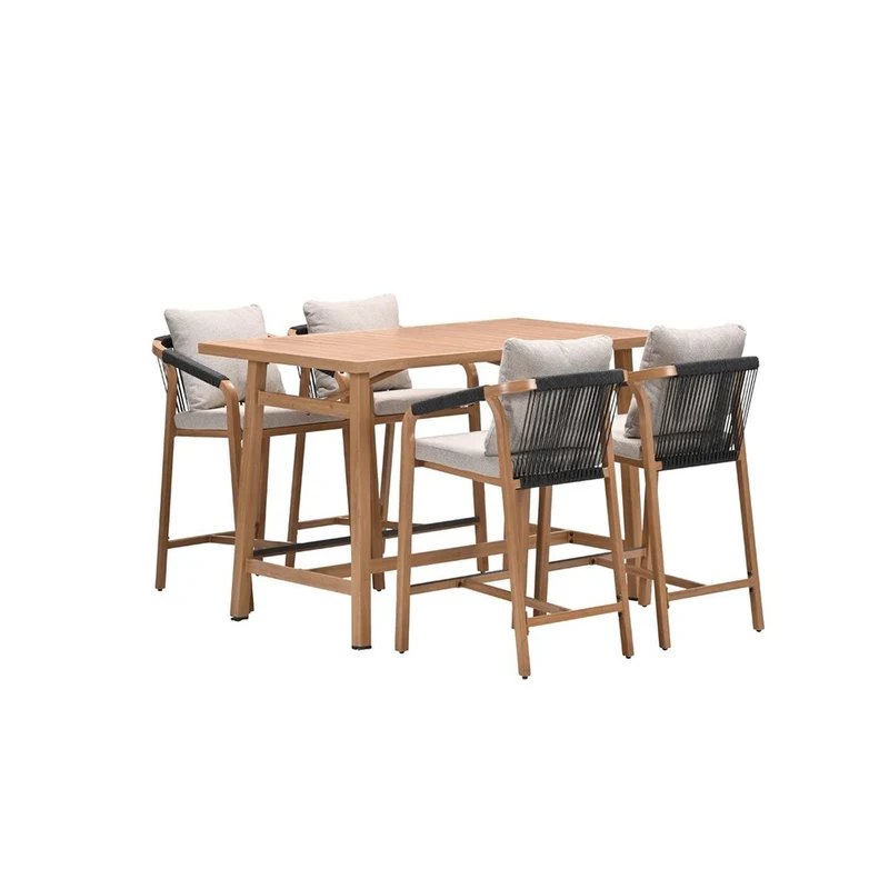 Garden Impressions Monti barset 5-delig- light teaklook rope lava zwart gobi sand