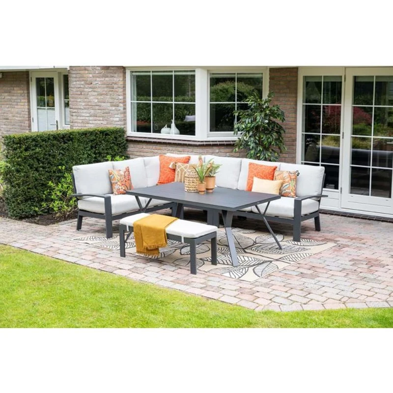 Garden Impressions Rondo lounge-dining set 6-delig carbon black valley sand
