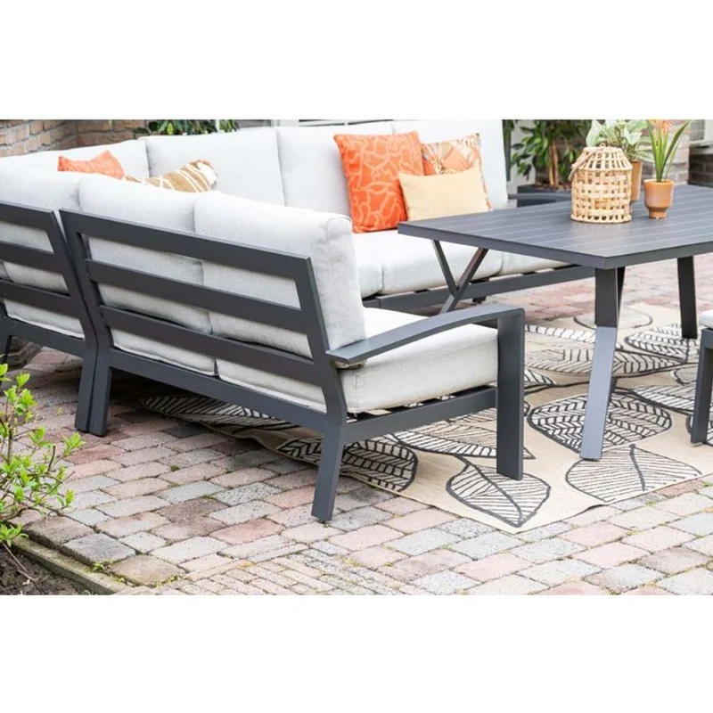 Garden Impressions Rondo lounge-dining set 6-delig carbon black valley sand