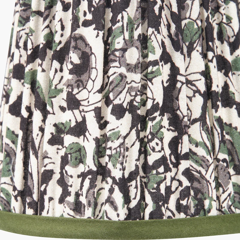 Piero Antique Bronze Metal Double Wall Light with Ornella 14cm Green Floral Design Mushroom Pleat Tall Tapered Candle Clip Lampshade