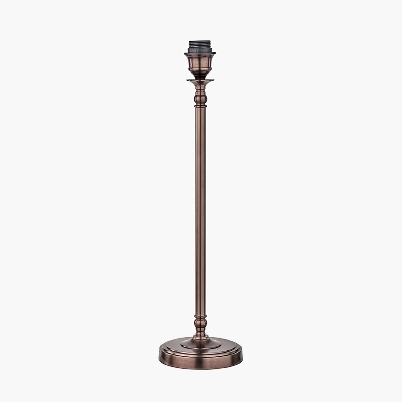 Piero Antique Bronze Metal Candlestick Table Lamp Base with Vienna 35cm Taupe Chevron Mushroom Pleat Lampshade