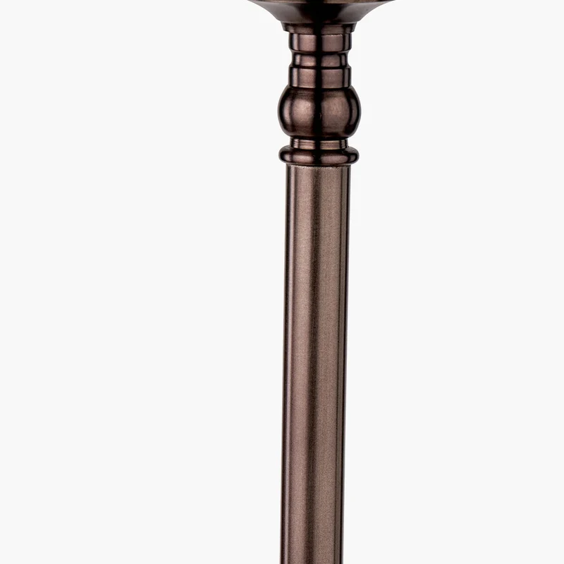 Piero Antique Bronze Metal Candlestick Table Lamp Base with Vienna 35cm Blue Chevron Mushroom Pleat Lampshade