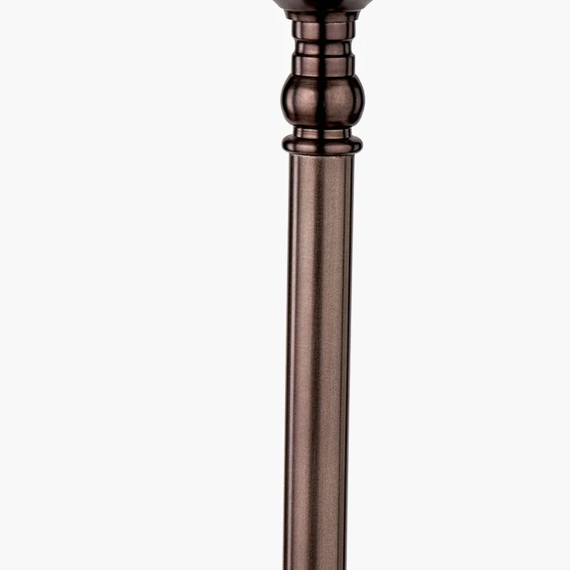 Piero Antique Bronze Metal Candlestick Table Lamp Base with Vienna 35cm Black Chevron Mushroom Pleat Lampshade