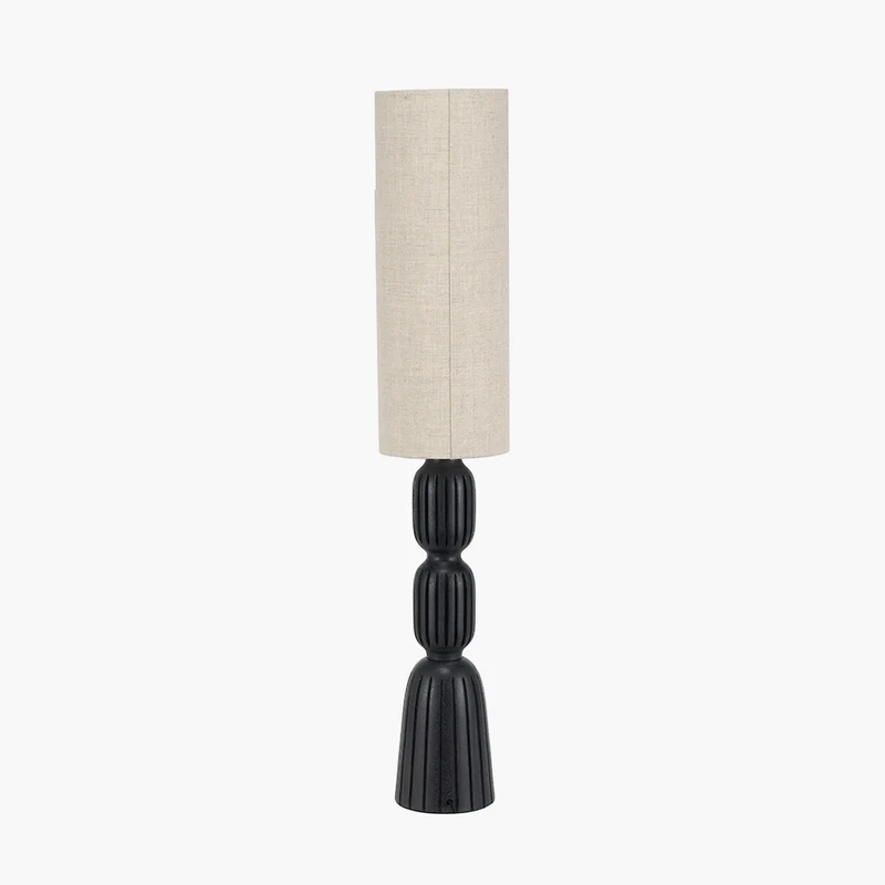 Sahana Black Ribbed Slim Wood Table Lamp