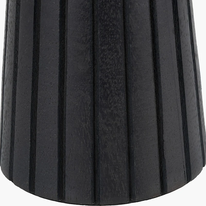 Sahana Black Ribbed Slim Wood Table Lamp