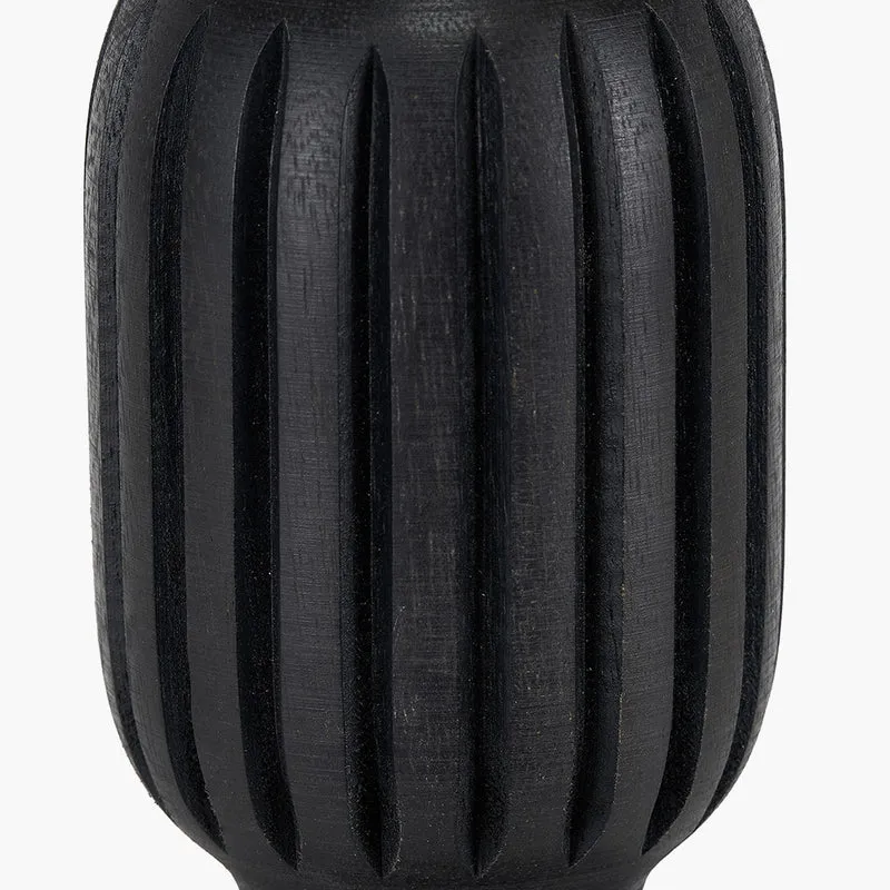 Sahana Black Ribbed Slim Wood Table Lamp