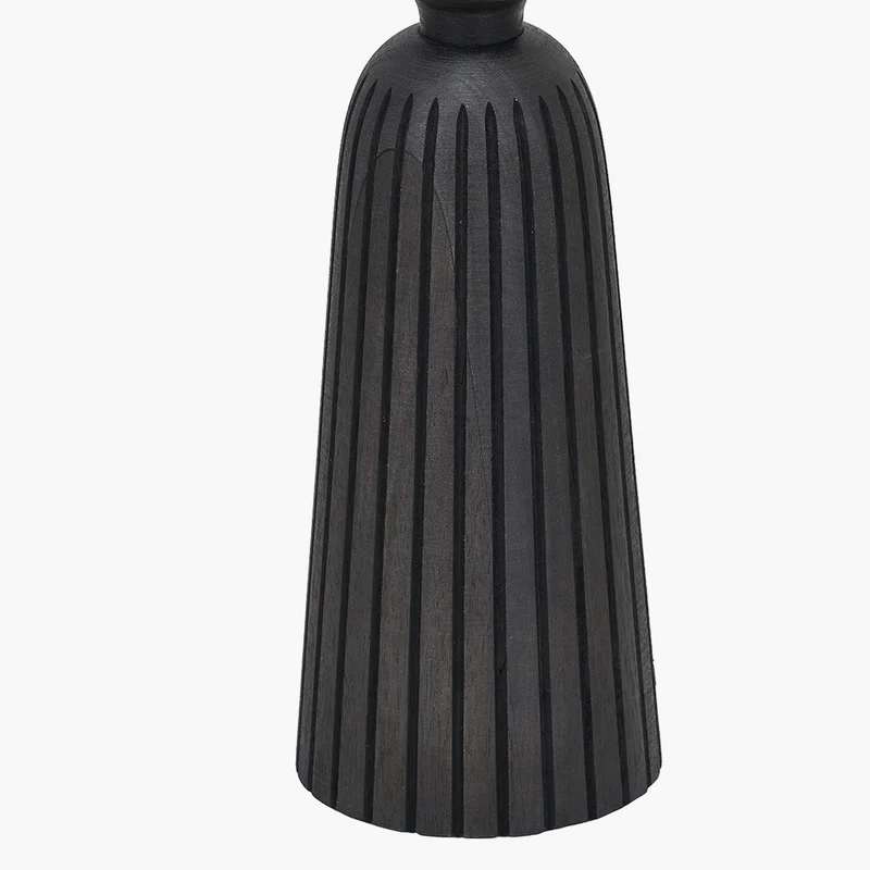 Sahana Black Ribbed Slim Wood Floor Lamp