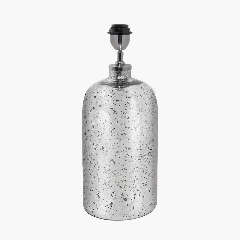 Ophelia Mercurial Glass Table Lamp Base with Lino 40cm Black Self Lined Linen Cylinder Lampshade