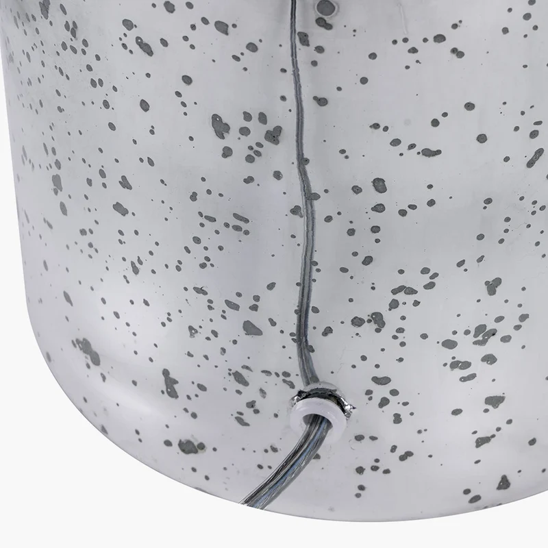 Ophelia Mercurial Glass Table Lamp Base with Lino 40cm Black Self Lined Linen Cylinder Lampshade