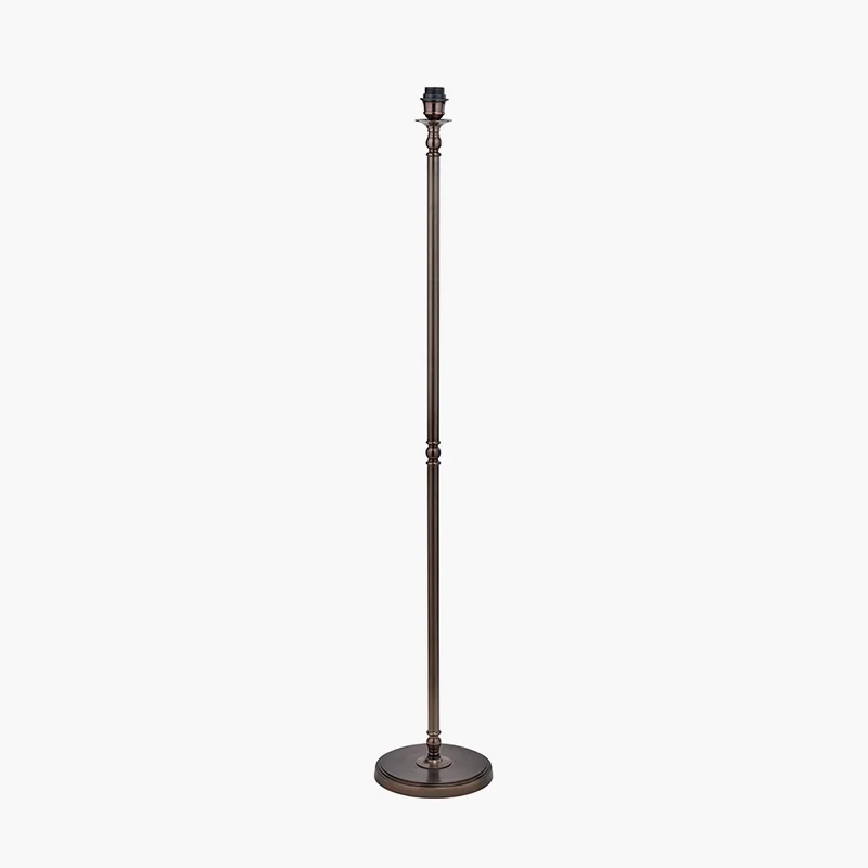 Piero Antique Bronze Metal Candlestick Floor Lamp Base with Vienna 45cm Red Chevron Mushroom Pleat Lampshade
