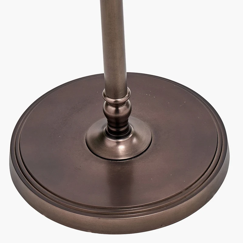 Piero Antique Bronze Metal Candlestick Floor Lamp Base with Vienna 45cm Red Chevron Mushroom Pleat Lampshade