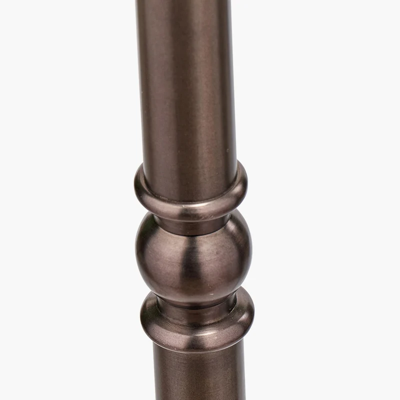Piero Antique Bronze Metal Candlestick Floor Lamp Base with Vienna 45cm Black Chevron Mushroom Pleat Lampshade