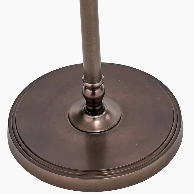 Piero Antique Bronze Metal Candlestick Floor Lamp Base with Vienna 45cm Black Chevron Mushroom Pleat Lampshade