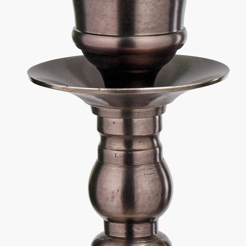 Piero Antique Bronze Metal Candlestick Floor Lamp Base with Garbo 45cm Cream Silk Mix Pinch Pleat Tapered Lampshade