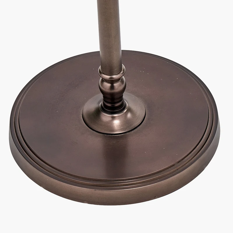 Piero Antique Bronze Metal Candlestick Floor Lamp Base with Garbo 45cm Cream Silk Mix Pinch Pleat Tapered Lampshade
