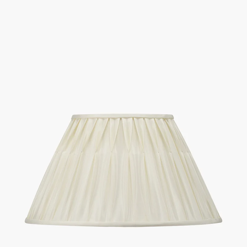 Piero Antique Bronze Metal Candlestick Floor Lamp Base with Garbo 45cm Cream Silk Mix Pinch Pleat Tapered Lampshade