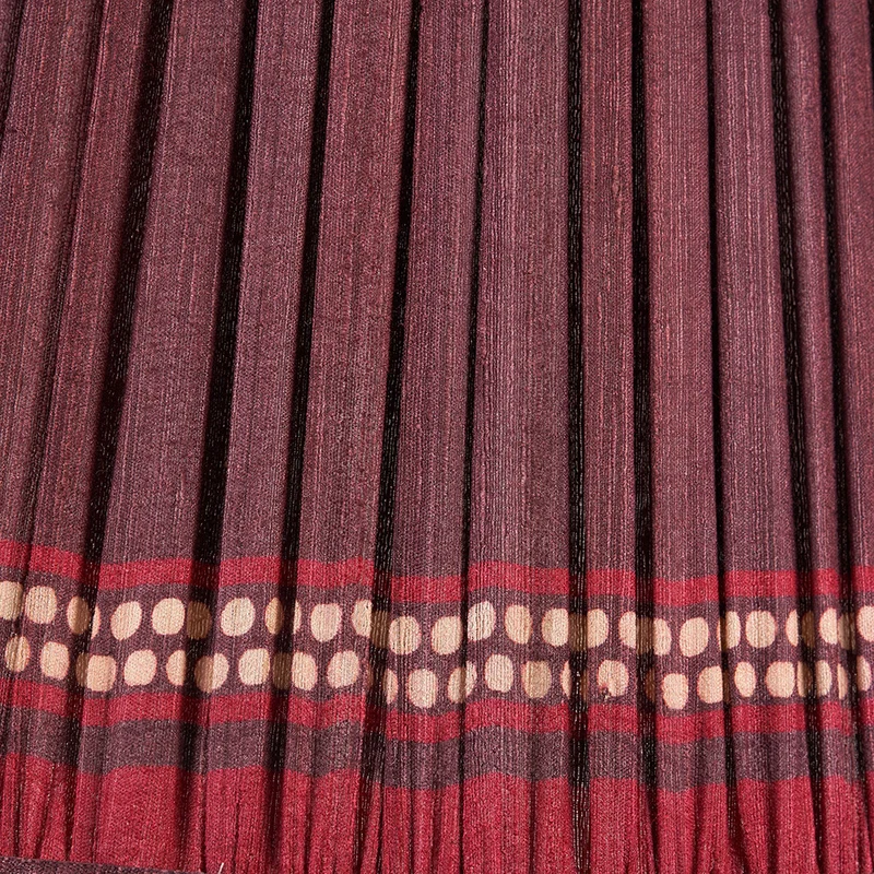 Samaira 45cm Red Silk Border Print Mushroom Pleat Tapered Lampshade